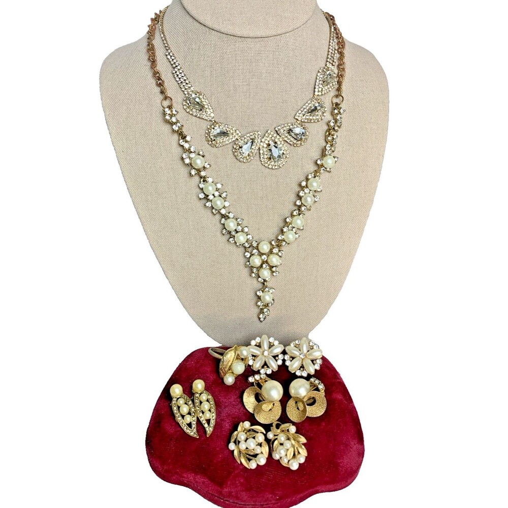 Special Occasion Jewelry Lot Trifari Faux Pearl Rhinestone Bridal Vintage Now
